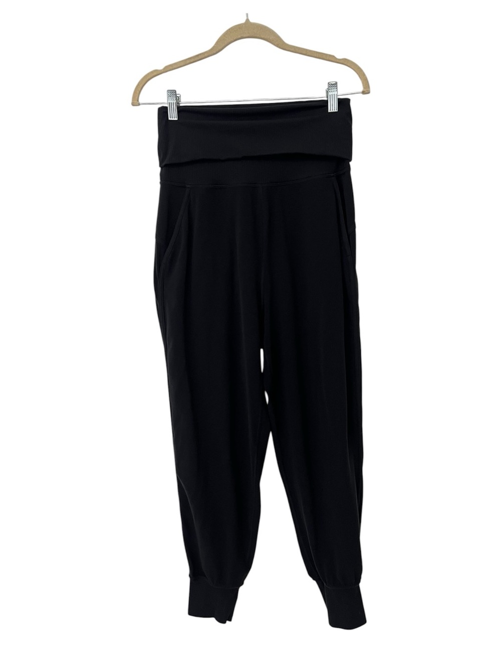 Lululemon Align Super High-Rise Ribbed Foldover Black Jogger Pants Womens Size 6